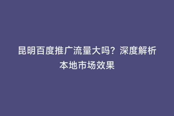 昆明百度推广流量大吗？深度解析本地市场效果