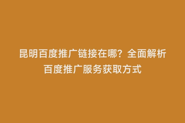 昆明百度推广链接在哪？全面解析百度推广服务获取方式