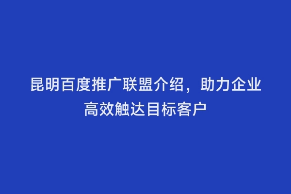 昆明百度推广联盟介绍，助力企业高效触达目标客户