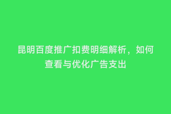 昆明百度推广扣费明细解析，如何查看与优化广告支出