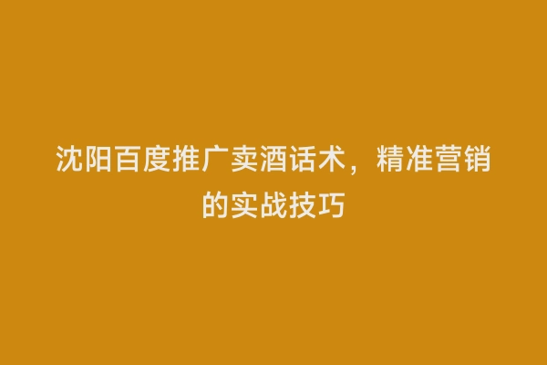 沈阳百度推广卖酒话术，精准营销的实战技巧