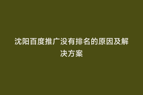 沈阳百度推广没有排名的原因及解决方案