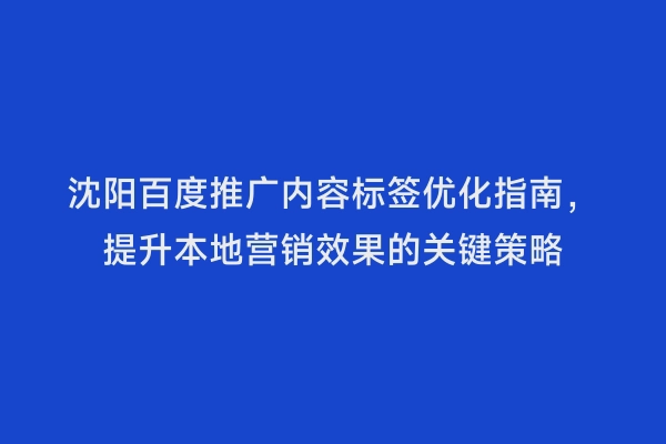 沈阳百度推广内容标签优化指南，提升本地营销效果的关键策略