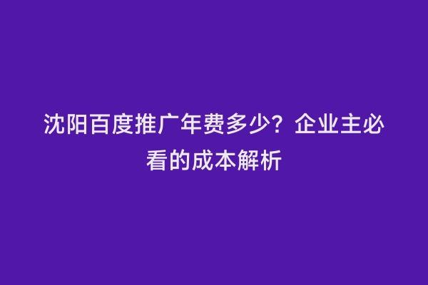 沈阳百度推广年费多少？企业主必看的成本解析