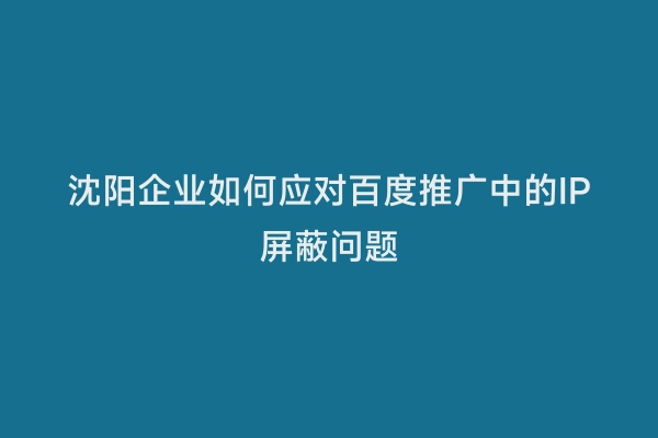 沈阳企业如何应对百度推广中的IP屏蔽问题