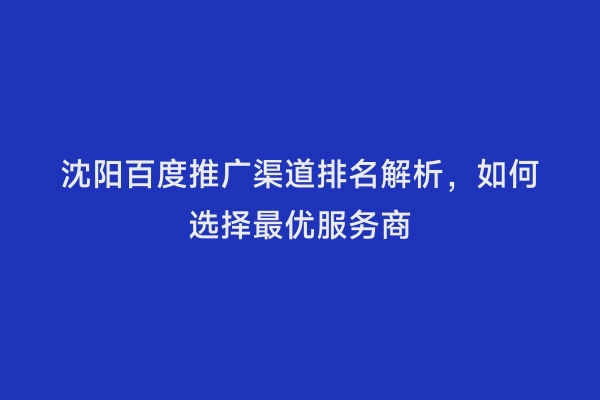 沈阳百度推广渠道排名解析，如何选择最优服务商