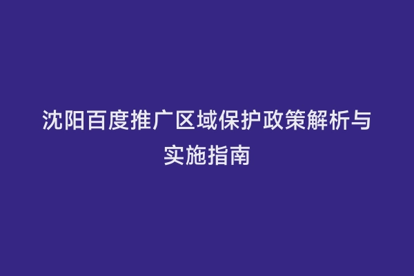 沈阳百度推广区域保护政策解析与实施指南