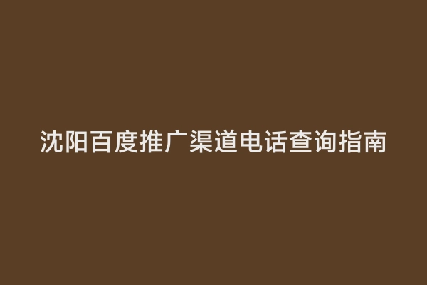 沈阳百度推广渠道电话查询指南