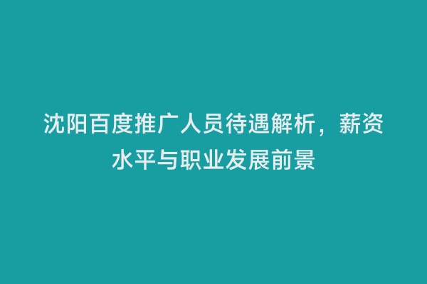 沈阳百度推广人员待遇解析，薪资水平与职业发展前景