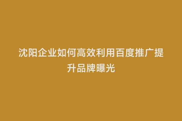 沈阳企业如何高效利用百度推广提升品牌曝光