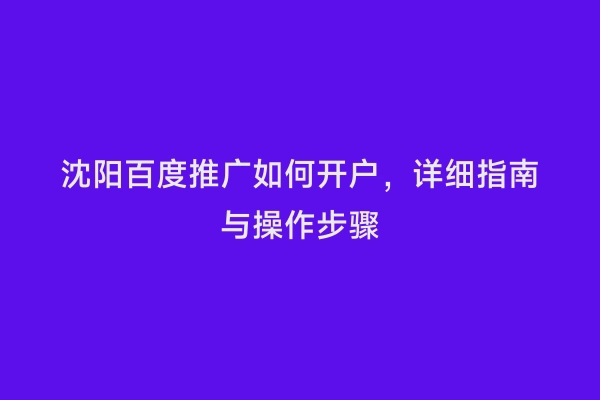 沈阳百度推广如何开户，详细指南与操作步骤