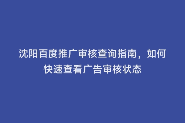 沈阳百度推广审核查询指南，如何快速查看广告审核状态