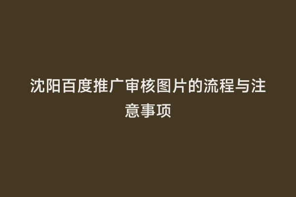沈阳百度推广审核图片的流程与注意事项
