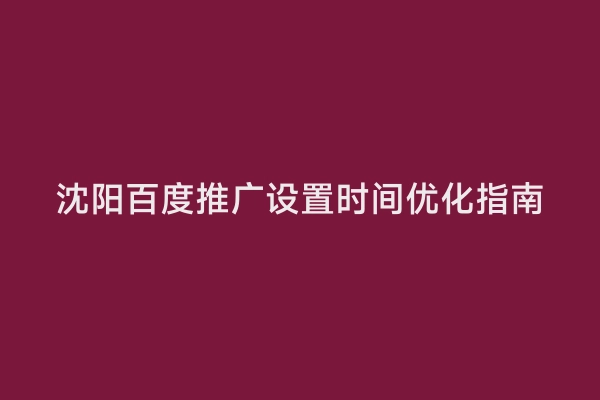 沈阳百度推广设置时间优化指南