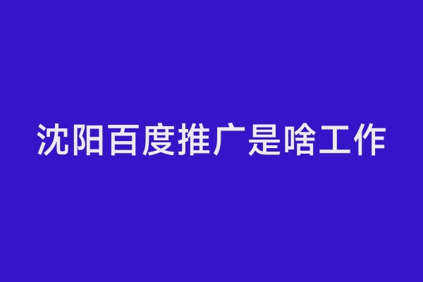 沈阳百度推广是啥工作