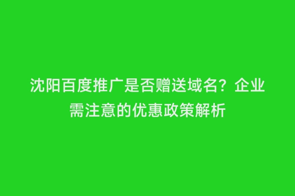 沈阳百度推广是否赠送域名？企业需注意的优惠政策解析