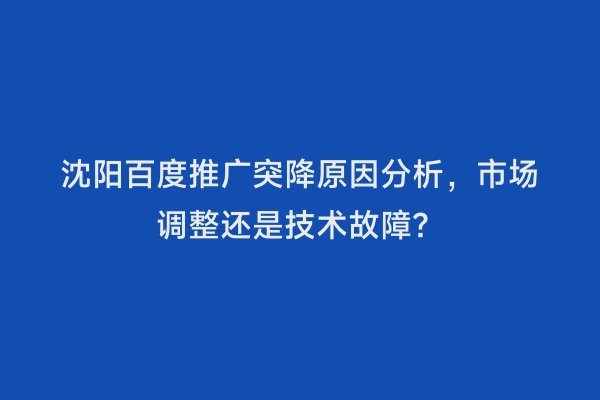 沈阳百度推广突降原因分析，市场调整还是技术故障？