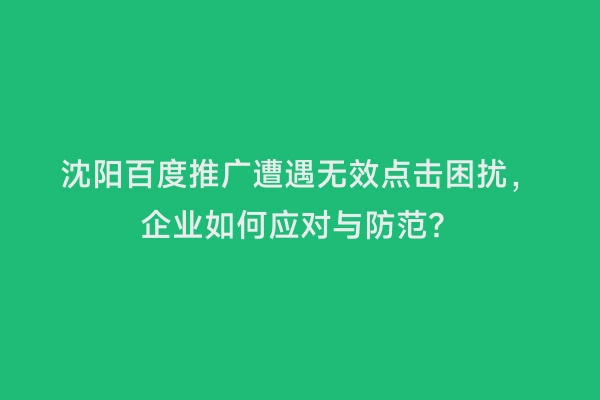 沈阳百度推广遭遇无效点击困扰，企业如何应对与防范？