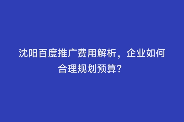 沈阳百度推广费用解析，企业如何合理规划预算？