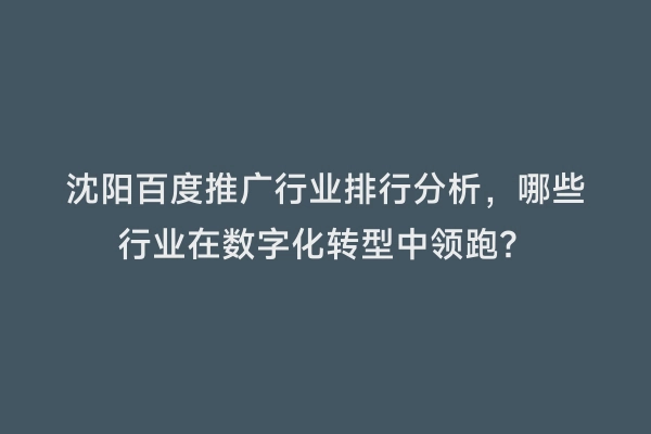 沈阳百度推广行业排行分析，哪些行业在数字化转型中领跑？