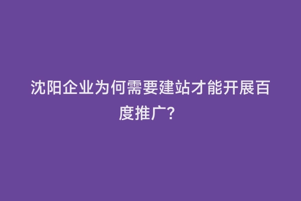 沈阳企业为何需要建站才能开展百度推广？