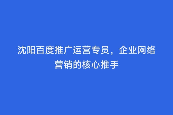 沈阳百度推广运营专员，企业网络营销的核心推手