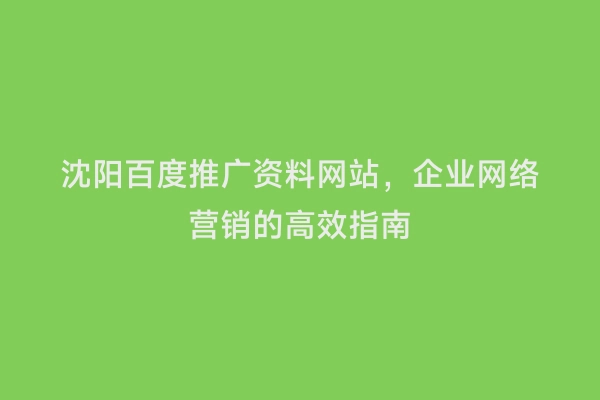 沈阳百度推广资料网站，企业网络营销的高效指南