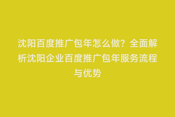 沈阳百度推广包年怎么做？全面解析沈阳企业百度推广包年服务流程与优势