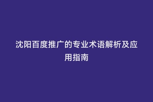 沈阳百度推广的专业术语解析及应用指南