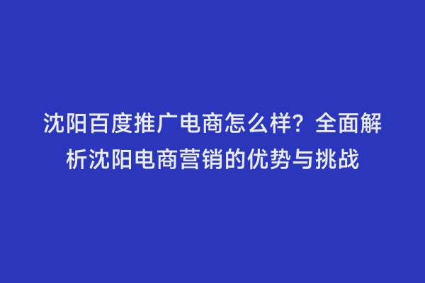 沈阳百度推广电商怎么样？全面解析沈阳电商营销的优势与挑战