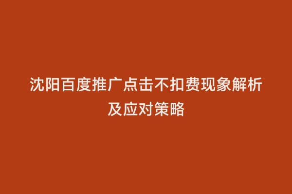 沈阳百度推广点击不扣费现象解析及应对策略