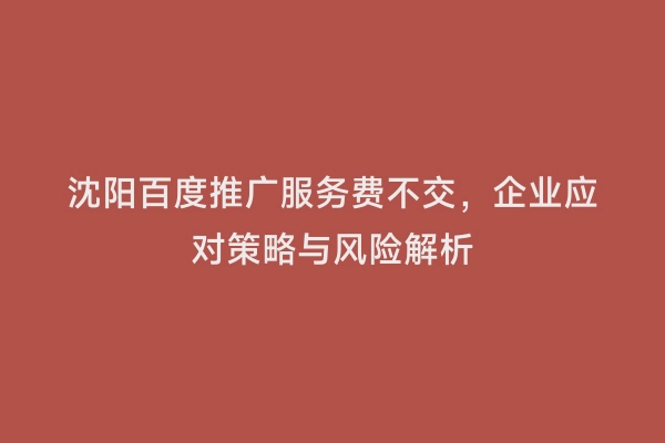 沈阳百度推广服务费不交，企业应对策略与风险解析