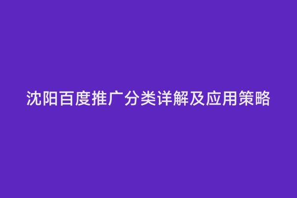 沈阳百度推广分类详解及应用策略