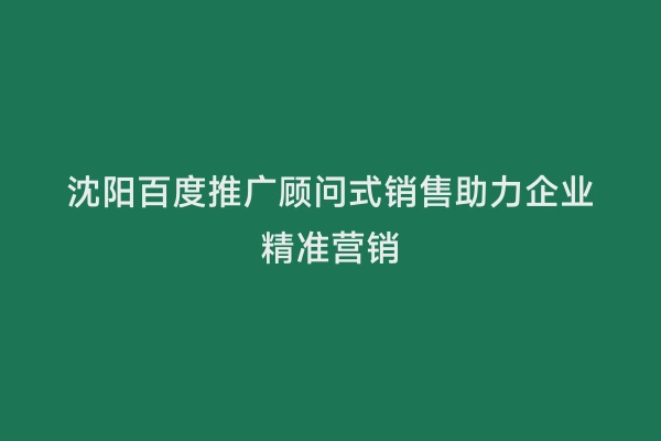 沈阳百度推广顾问式销售助力企业精准营销