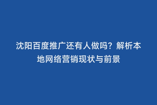 沈阳百度推广还有人做吗？解析本地网络营销现状与前景